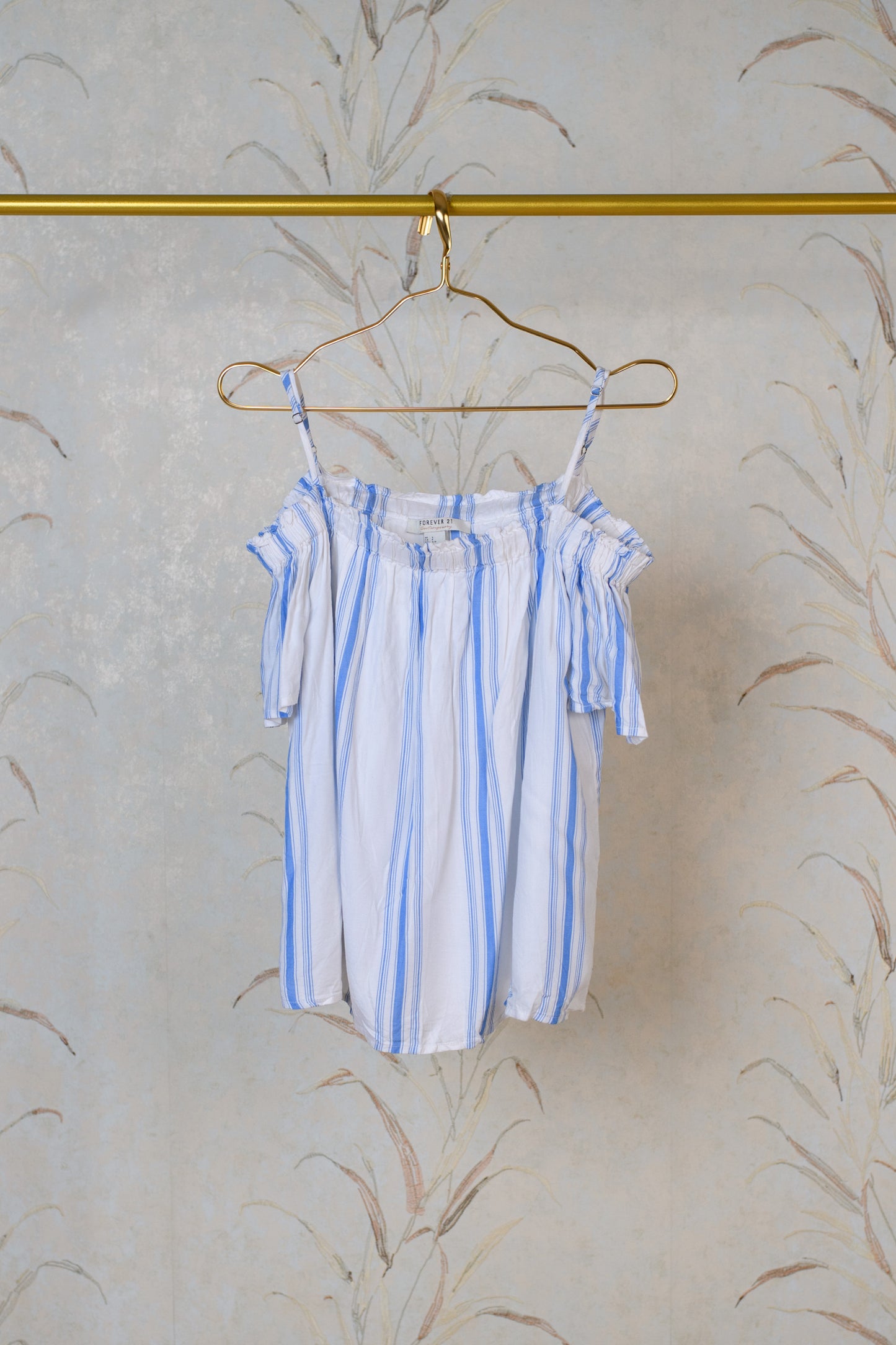 White and Blue Stripe Top