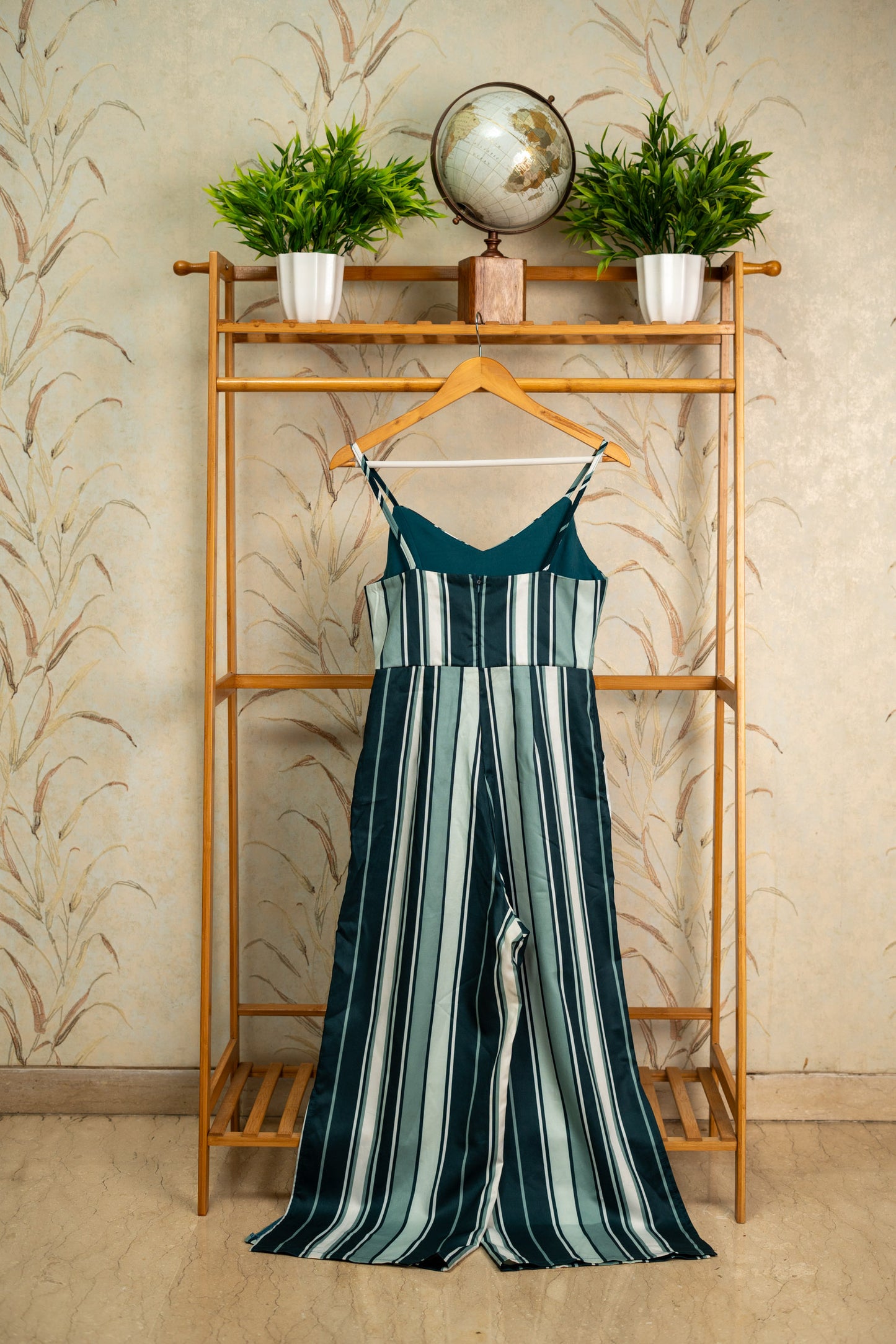 Bottle Green Striped JumpSuit