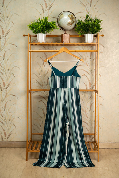 Bottle Green Striped JumpSuit