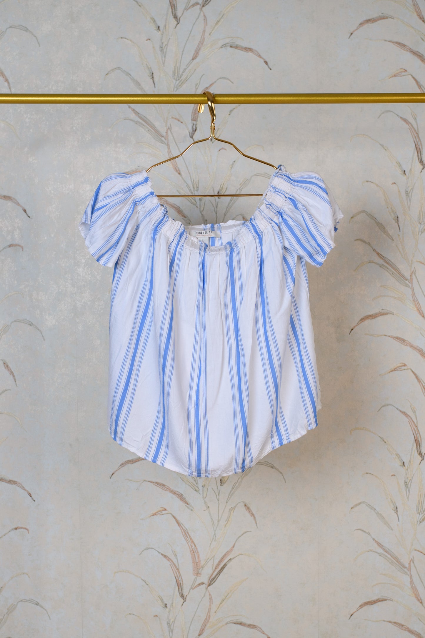 White and Blue Stripe Top