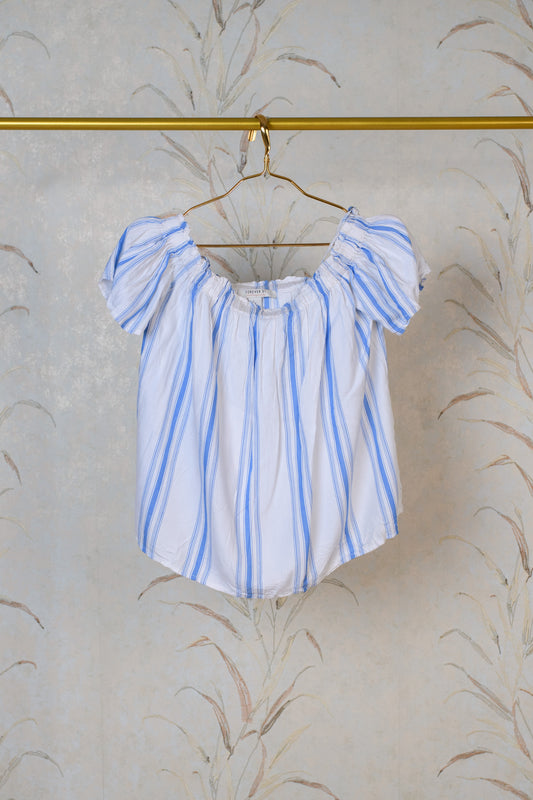 White and Blue Stripe Top