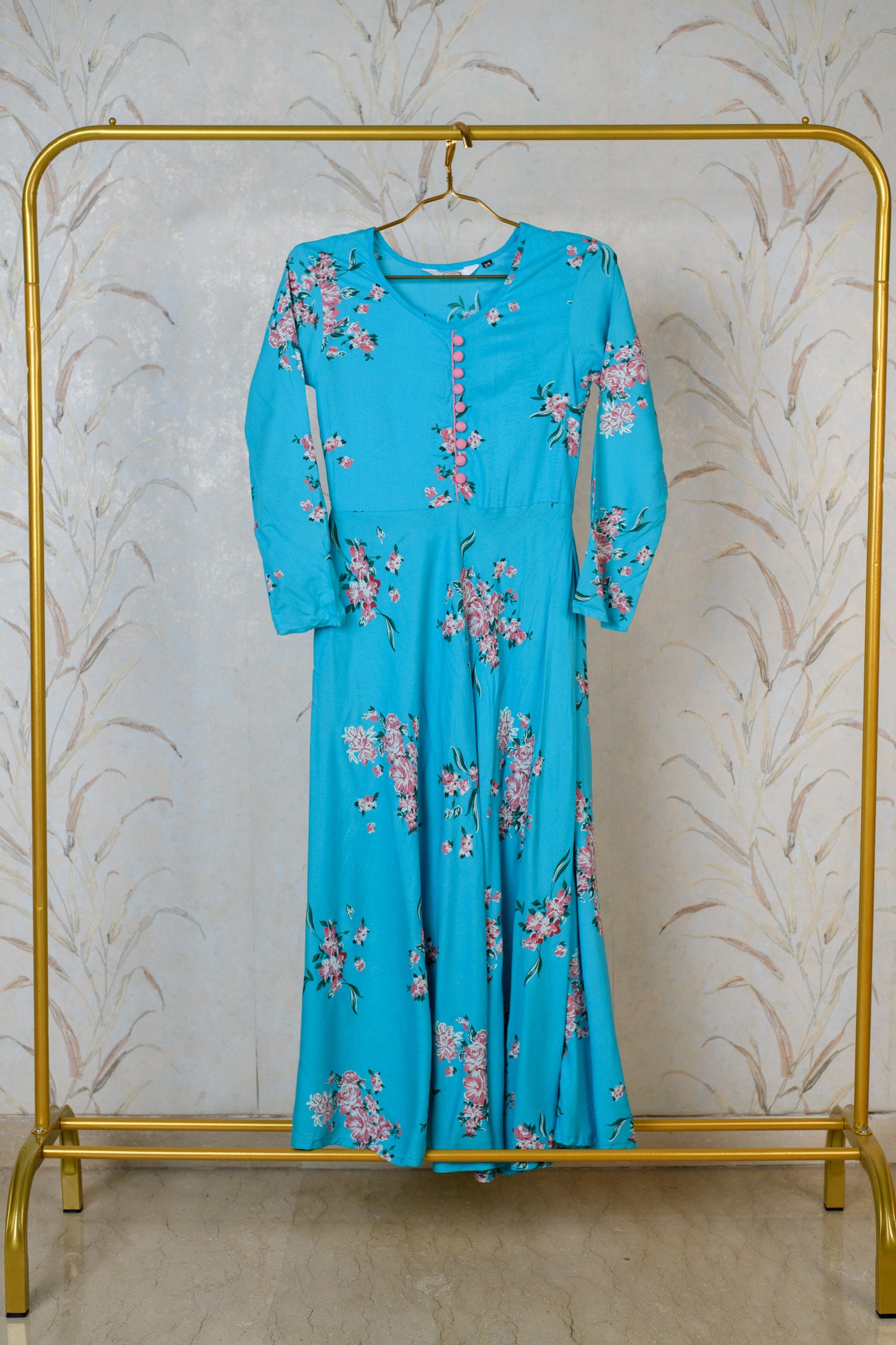 Blue Floral Long Only Kurta
