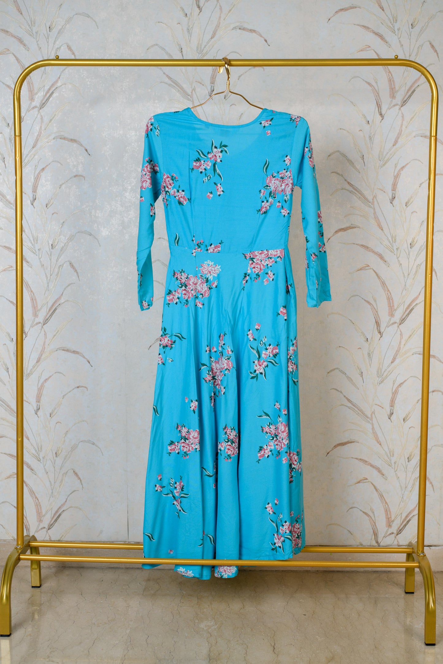 Blue Floral Long Only Kurta