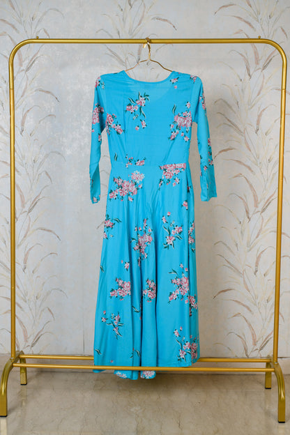 Blue Floral Long Only Kurta