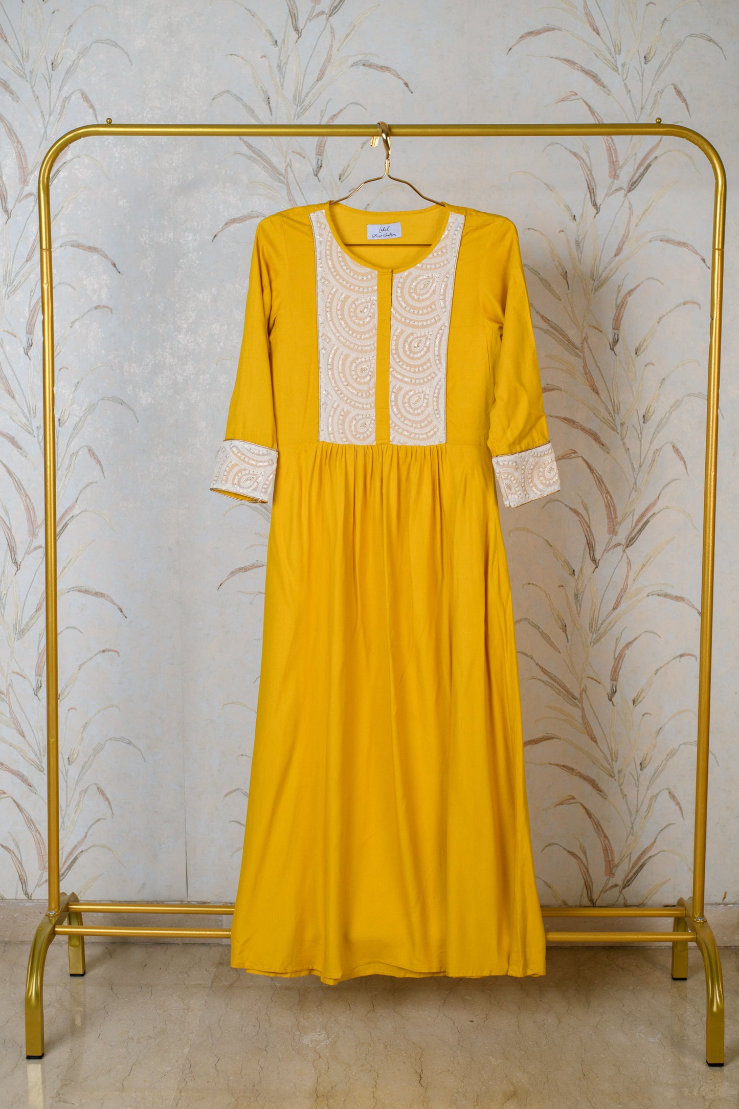 Yellow and white long only kurta