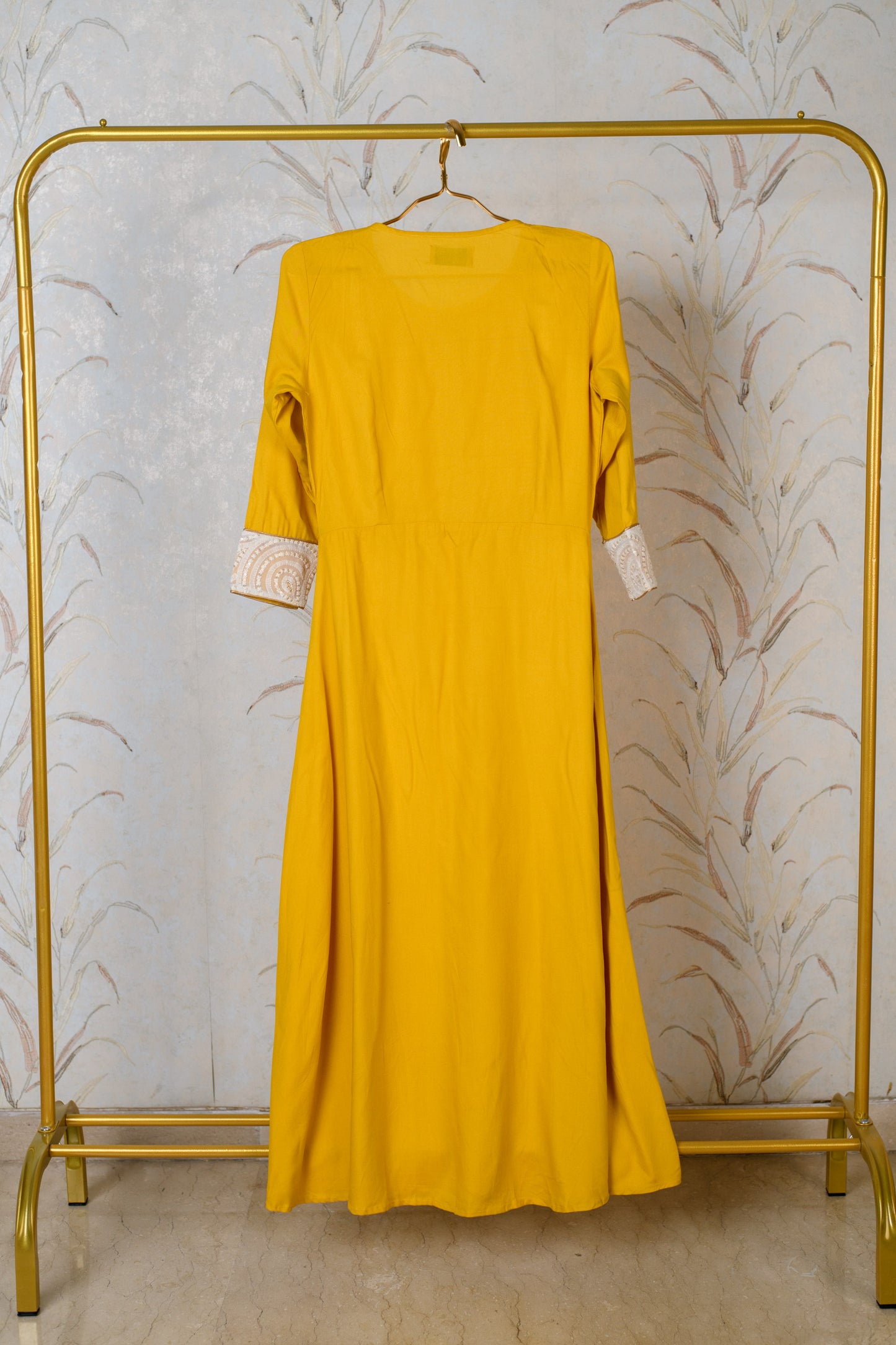 Yellow and white long only kurta