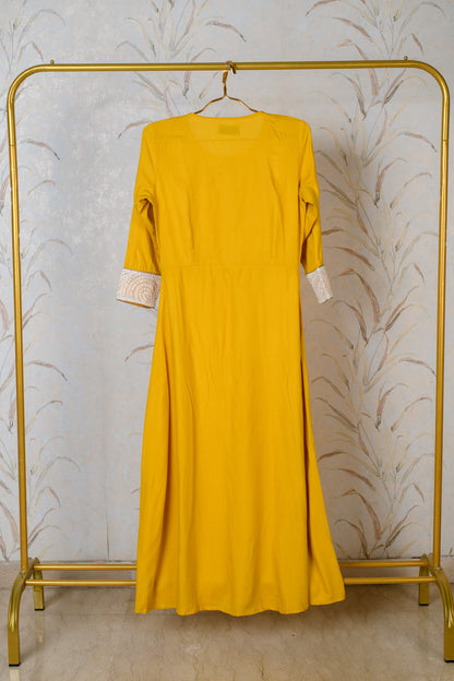 Yellow and white long only kurta