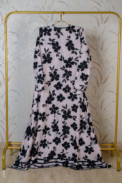 Cream and Black Long dress with inner