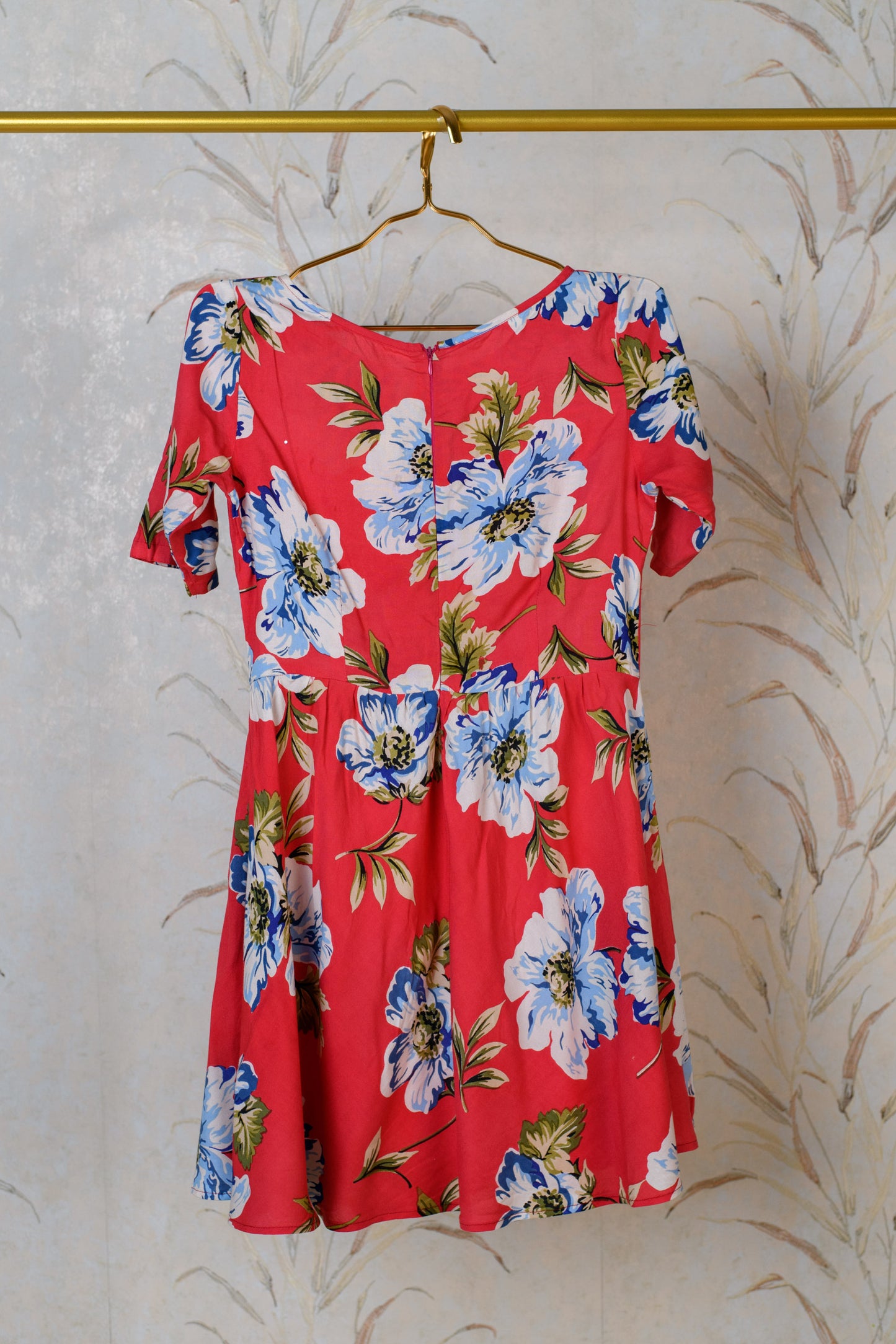 Red Floral Short Dress