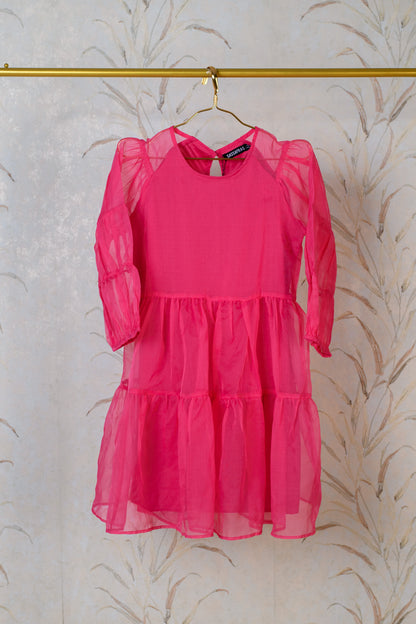 Pink Organza Shirt Dress
