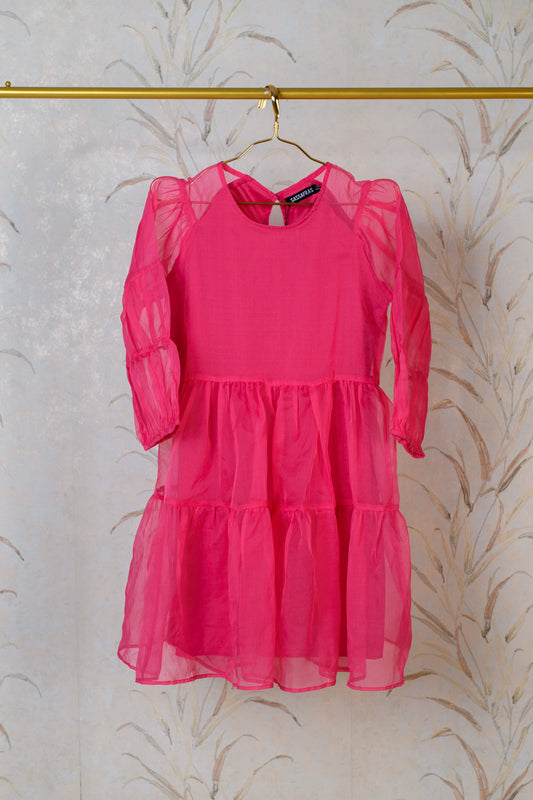 Pink Organza Shirt Dress