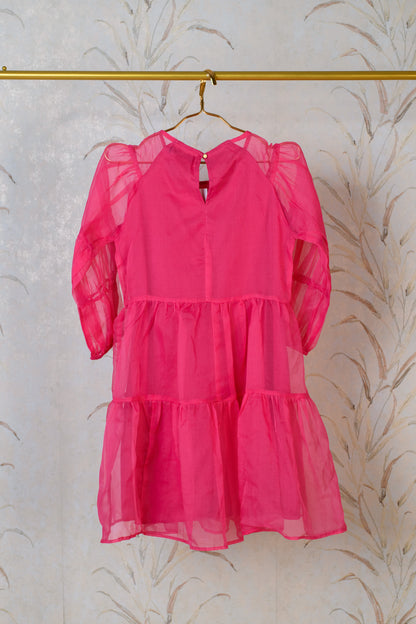 Pink Organza Shirt Dress