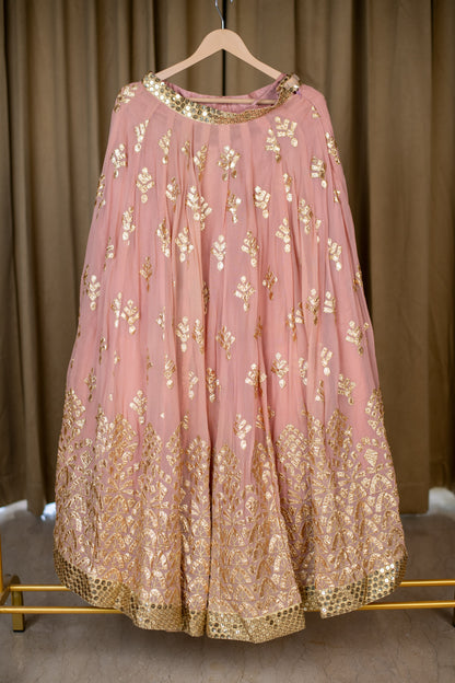 Peach and Golden Lehenga