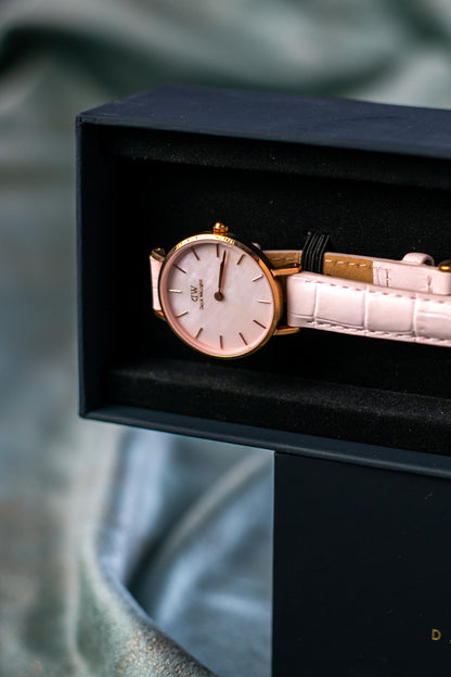 Daniel Wellington Pink Leather Strap Watch