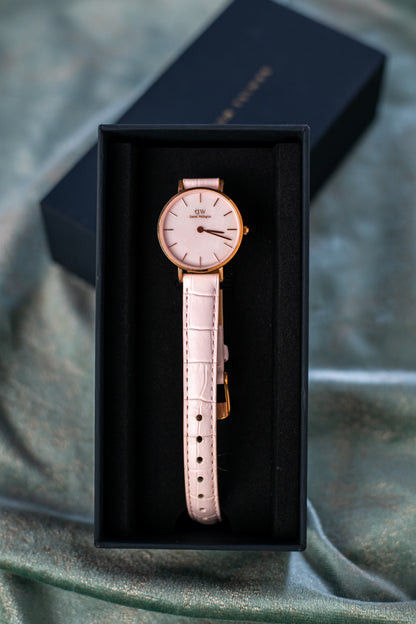 Daniel Wellington Pink Leather Strap Watch