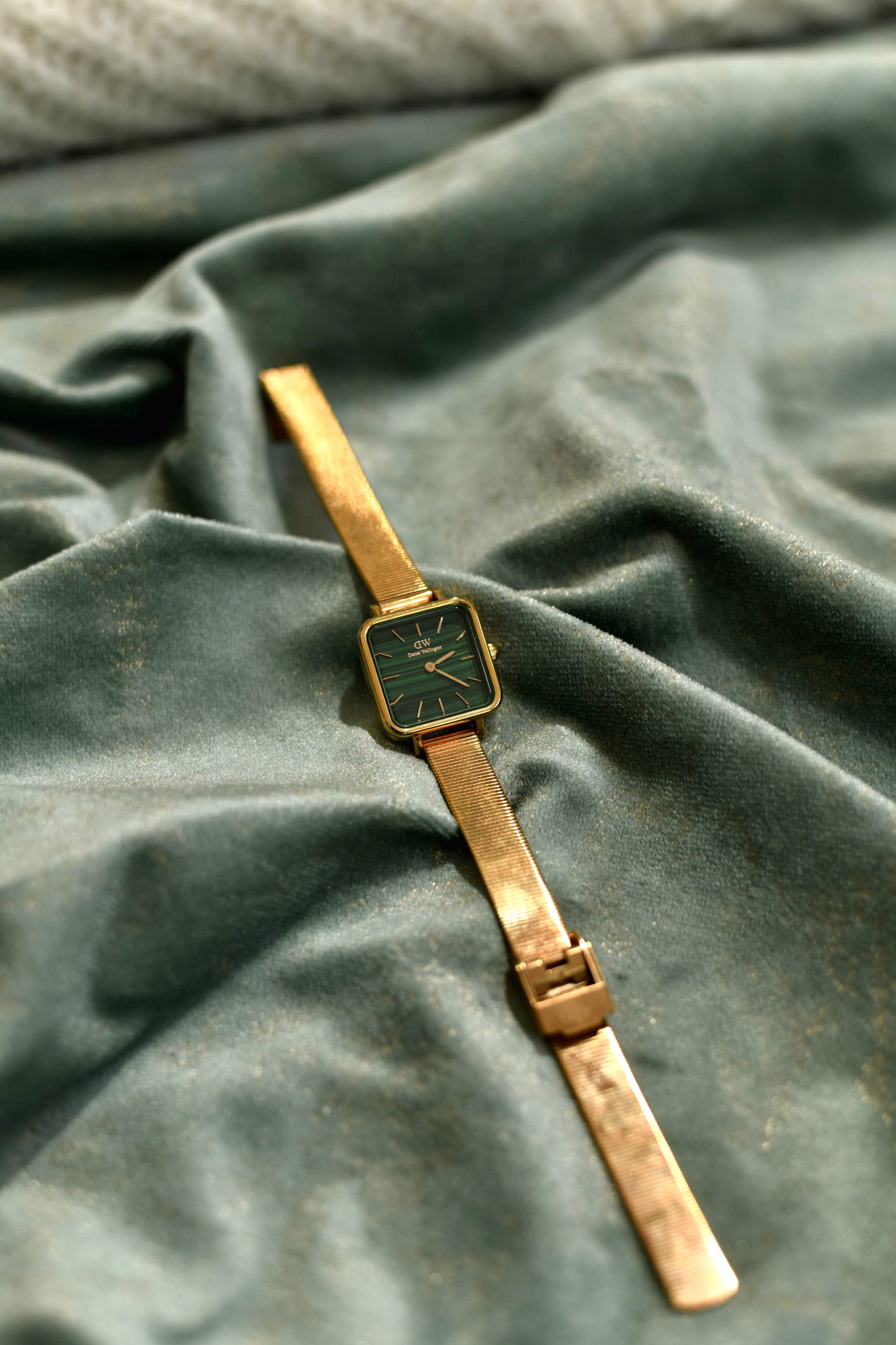Daniel Wellington Women Quadro Studio 22mm Green Dial Square Analogue Watch- DW0010052